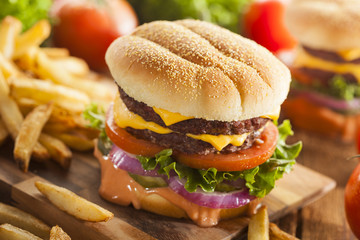 Beef Cheese Hamburger with Lettuce Tomato