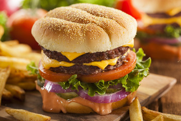 Beef Cheese Hamburger with Lettuce Tomato