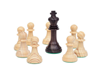 King surrounded by pawns.