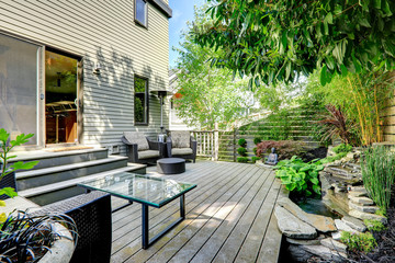 Beautifully designed backyard with  patio area