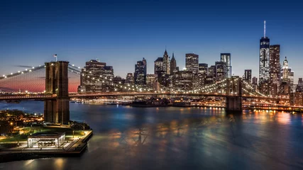  Brooklyn Bridge and Downtown Manhattan at dusk © mandritoiu