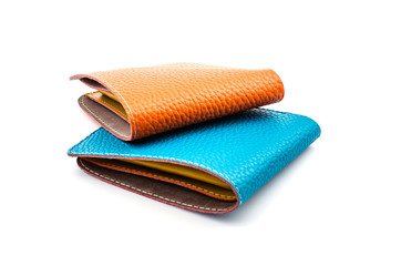 Leather wallet isolated white background