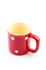 Red mug isolated white background