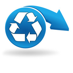 symbole recyclable sur bouton bleu