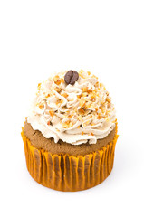 Coffee cupcake isolated white background