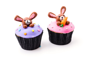 Easter cupcakes isolated white background