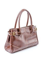 Naklejka premium Woman leather bag isolated white background