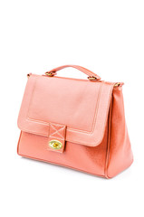 Woman leather bag isolated white background
