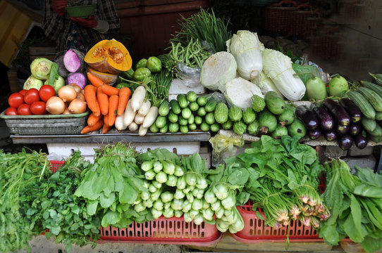 Vegetable Stall at Ben Tanh Market, Ho Chi Minh City.