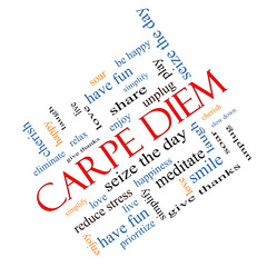 Carpe Diem Word Cloud Concept Angled