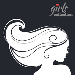 Beautiful woman silhouette. Girls collection