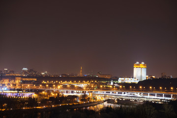 Fototapeta na wymiar Night panorama of Moscow, Russia