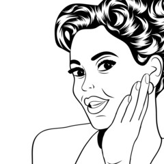 pop art retro woman in comics style