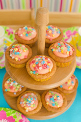 Decorated birthday table with cakes.