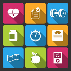 Healthy lifestyle iconset for fitness app