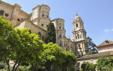 Fototapeta na wymiar Malaga, Altstadt, Kathedrale, Sommer, Spanien