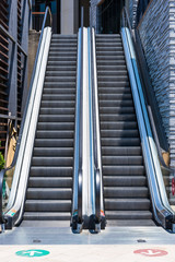 escalator in mall.
