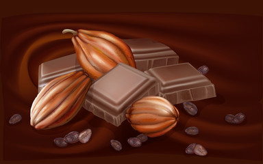 chocolate and cacao pods