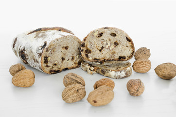 Fresh rye bread with nuts and dried fruits