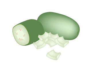 Fresh Wax Gourd on A White Background