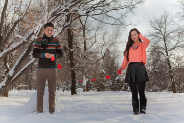 Fototapeta na wymiar Asian couple in love