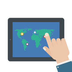 flat tablet touch screen isolated background