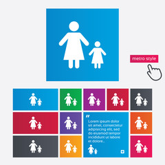 One-parent family with one child sign icon.
