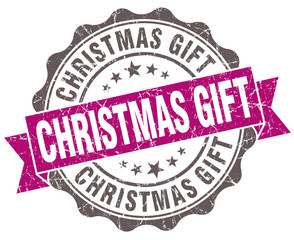 Christmas gift violet grunge retro vintage isolated seal