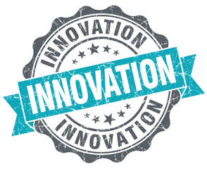 Obraz premium Innovation blue grunge retro style isolated seal