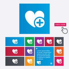 Heart sign icon. Add lover symbol.