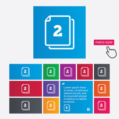 In pack 2 sheets sign icon. 2 papers symbol.