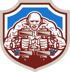 Strongman Lifting Dumbbells Shield Retro