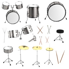 Obraz na płótnie Canvas realistic 3d render of drum set