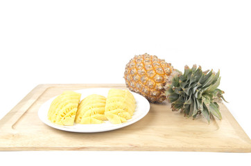 pineapple with slices isolated on white