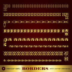 Borders with corner elements in gold - set 4
