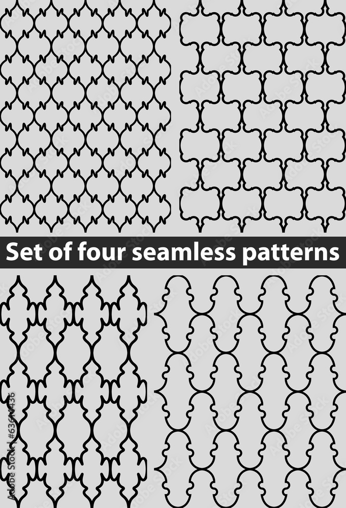 Poster set of four very sipme seamless pattern