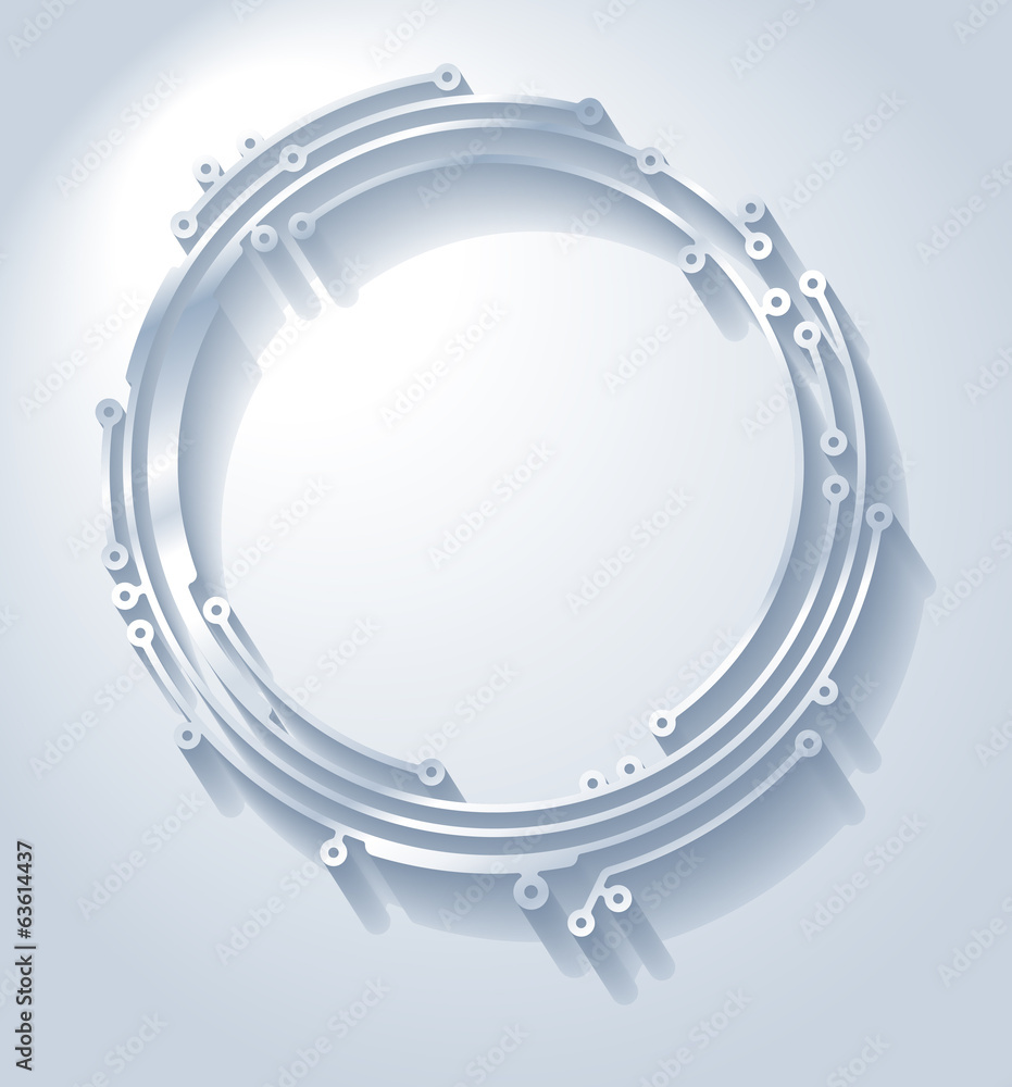Aufkleber circle frame in pcb-layout style whith shadow