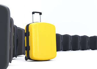 Yellow Suitcase. Difference Concept. 3D illustration