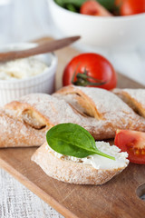 Baguette with cream cheese