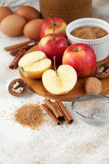 Apples and baking ingredients