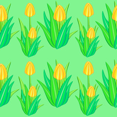 yellow tulip seamless pattern