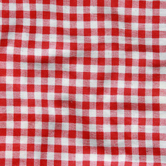 Texture of a red and white checkered picnic blanket.