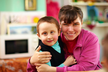 cheerful kids with disabilities in rehabilitation center