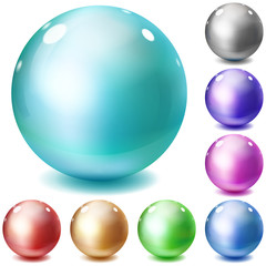 Set of multicolored glossy spheres