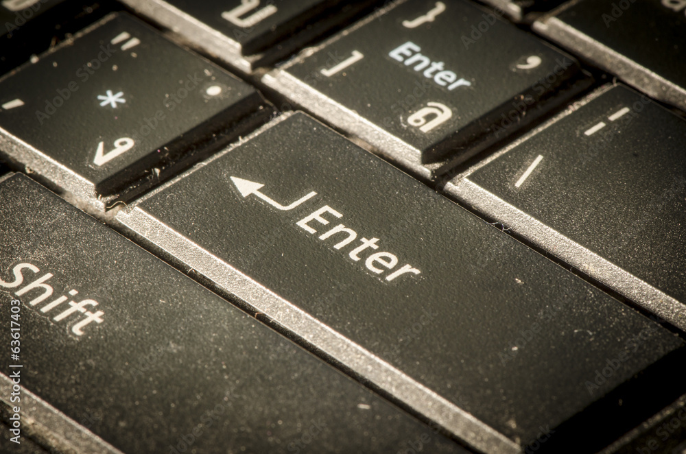 Poster message on keyboard enter key, for online support concepts.