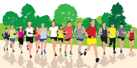 Running people silhouettes