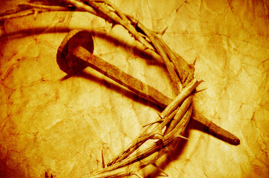 the Jesus Christ crown of thorns with a retro filter effect