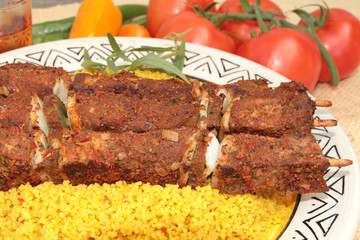 brochettes et semoule