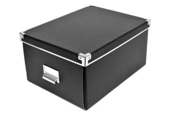 black cardboard storage box