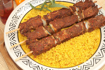 brochettes et semoule